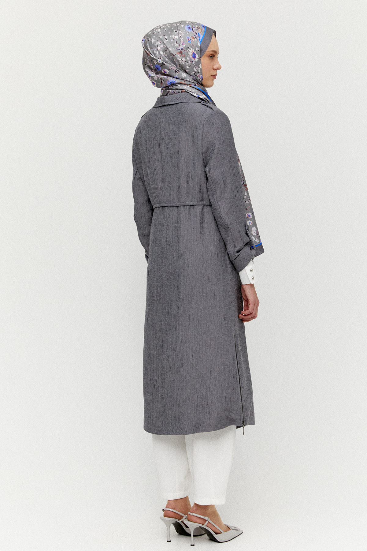 Dokulu Lyocell Stoper Kuşaklı Kap