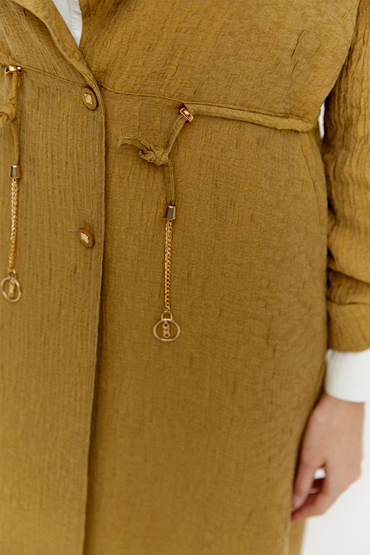 Dokulu Lyocell Stoper Kuşaklı Kap