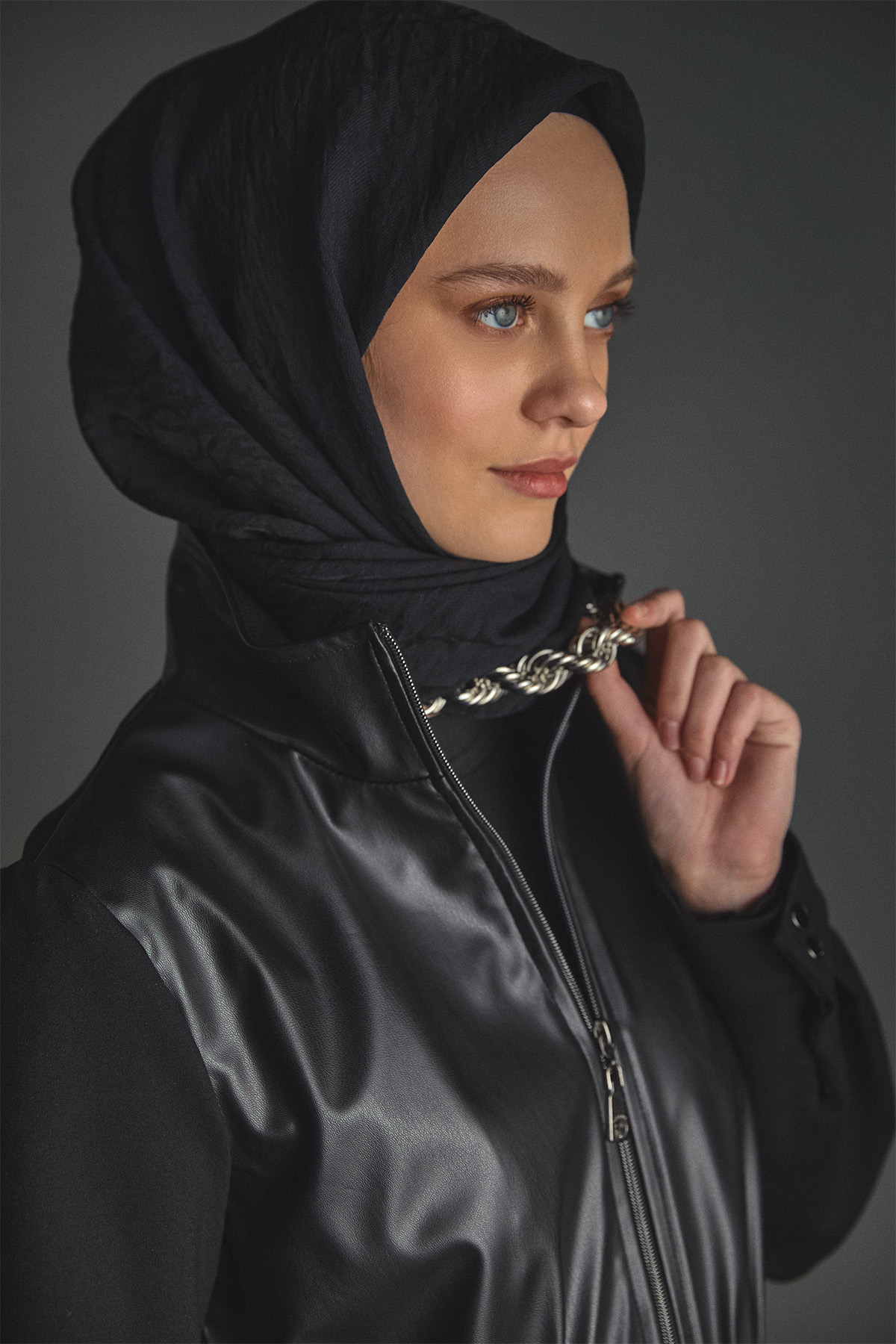 Fermuarlı Çift Cepli Suni Deri Kap