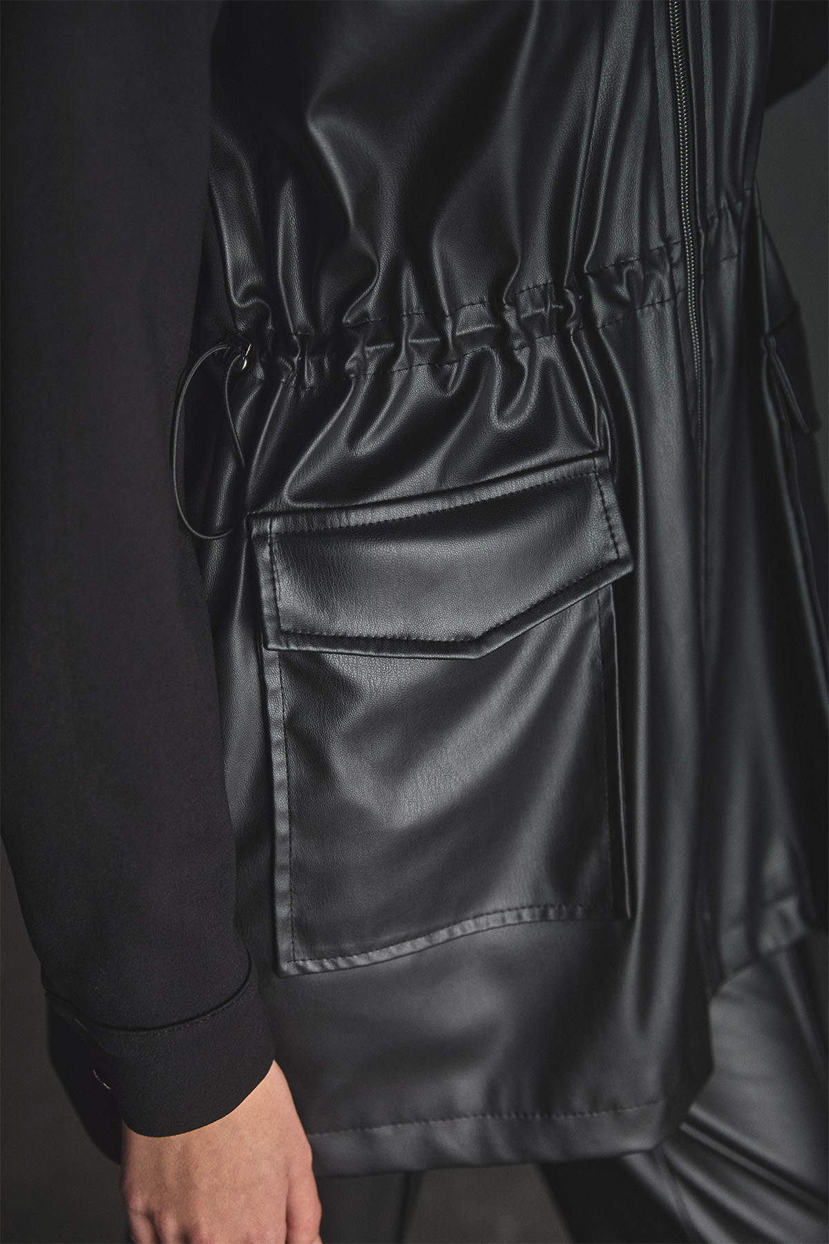 Fermuarlı Çift Cepli Suni Deri Kap