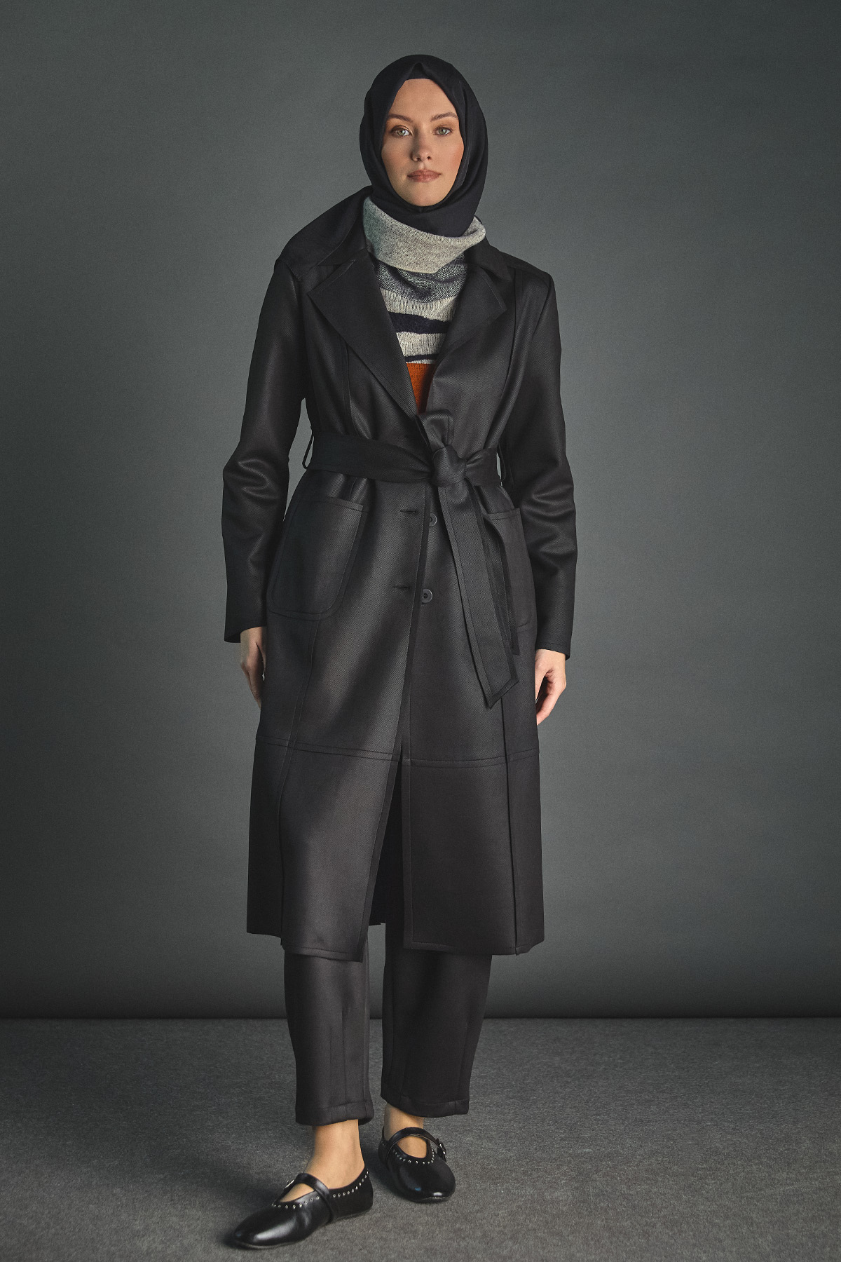 Kuşaklı Süet Görünümlü Kap