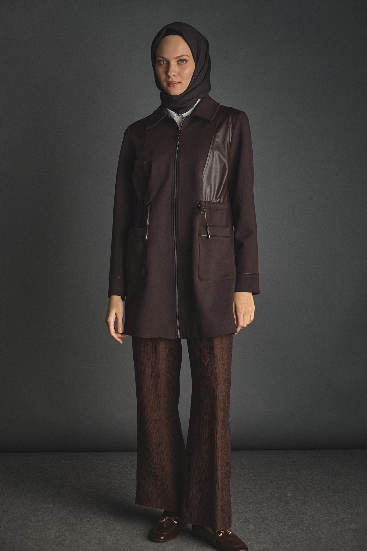 Deri Kombinli Kuşaklı Kap