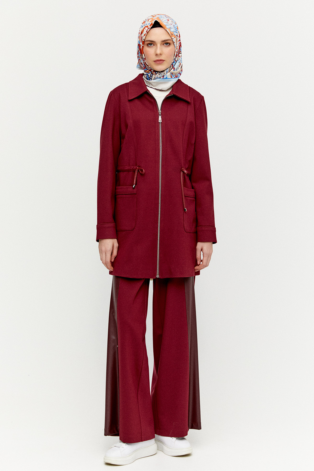 Deri Kombinli Kuşaklı Kap