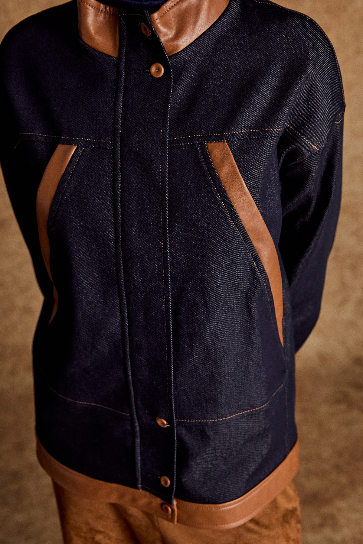 Fermuarlı Oversize Denim Kap