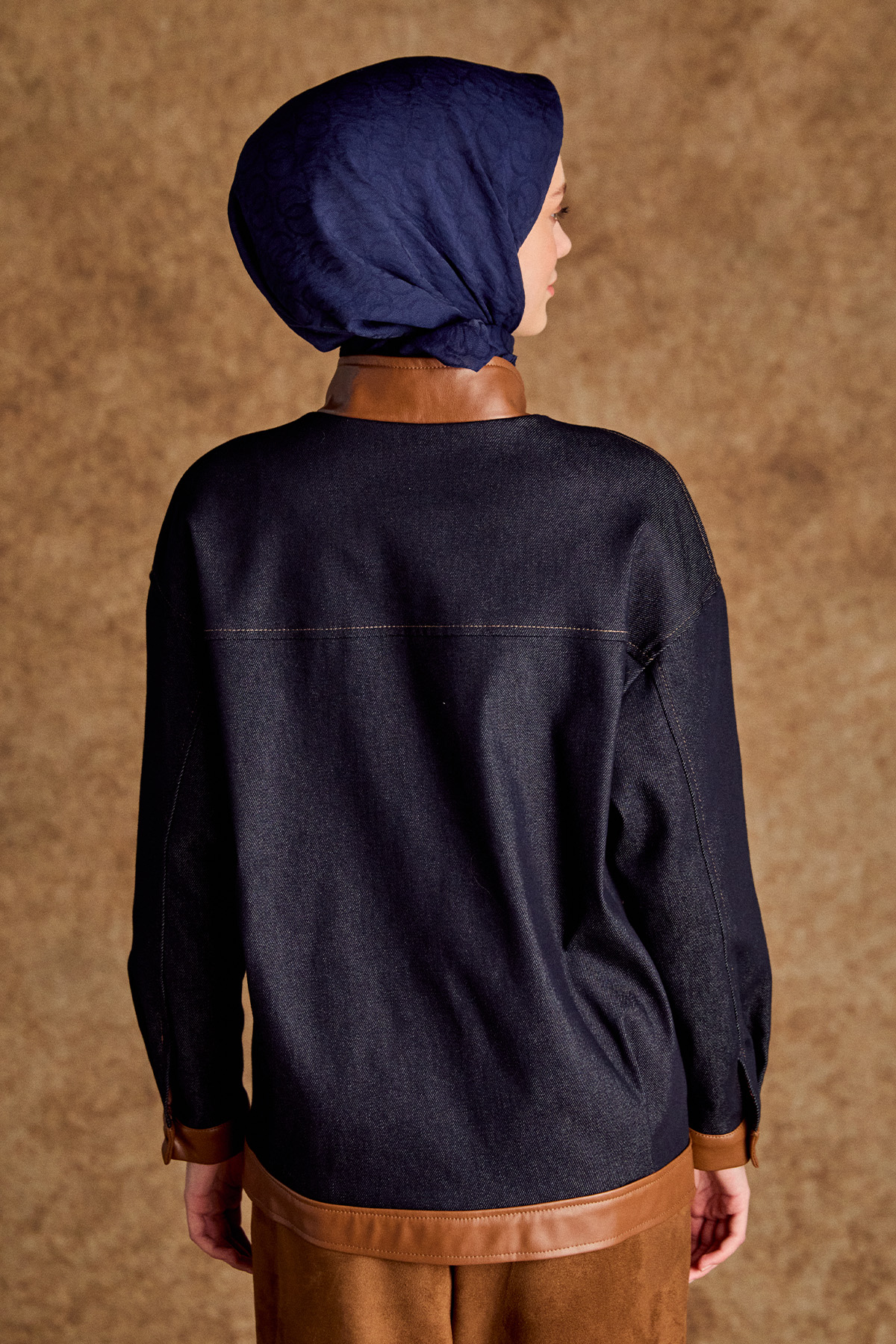 Fermuarlı Oversize Denim Kap