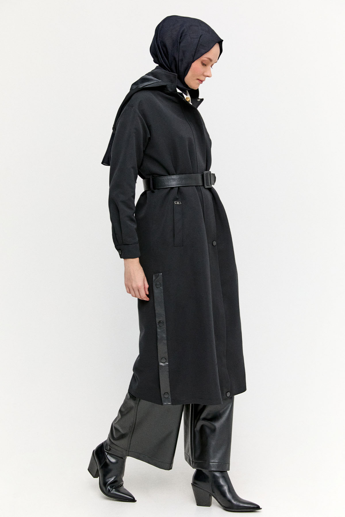 Fermuarlı Kemerli Kap, Tesettür Giyim