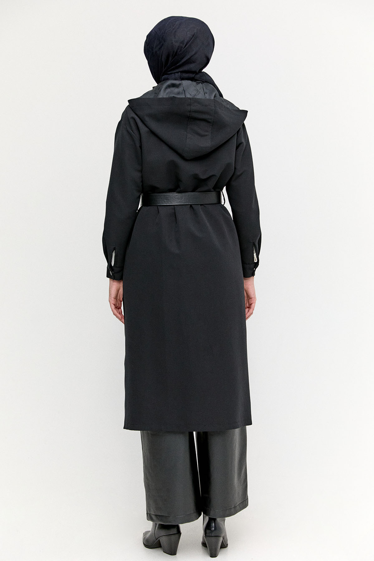 Fermuarlı Kemerli Kap, Tesettür Giyim