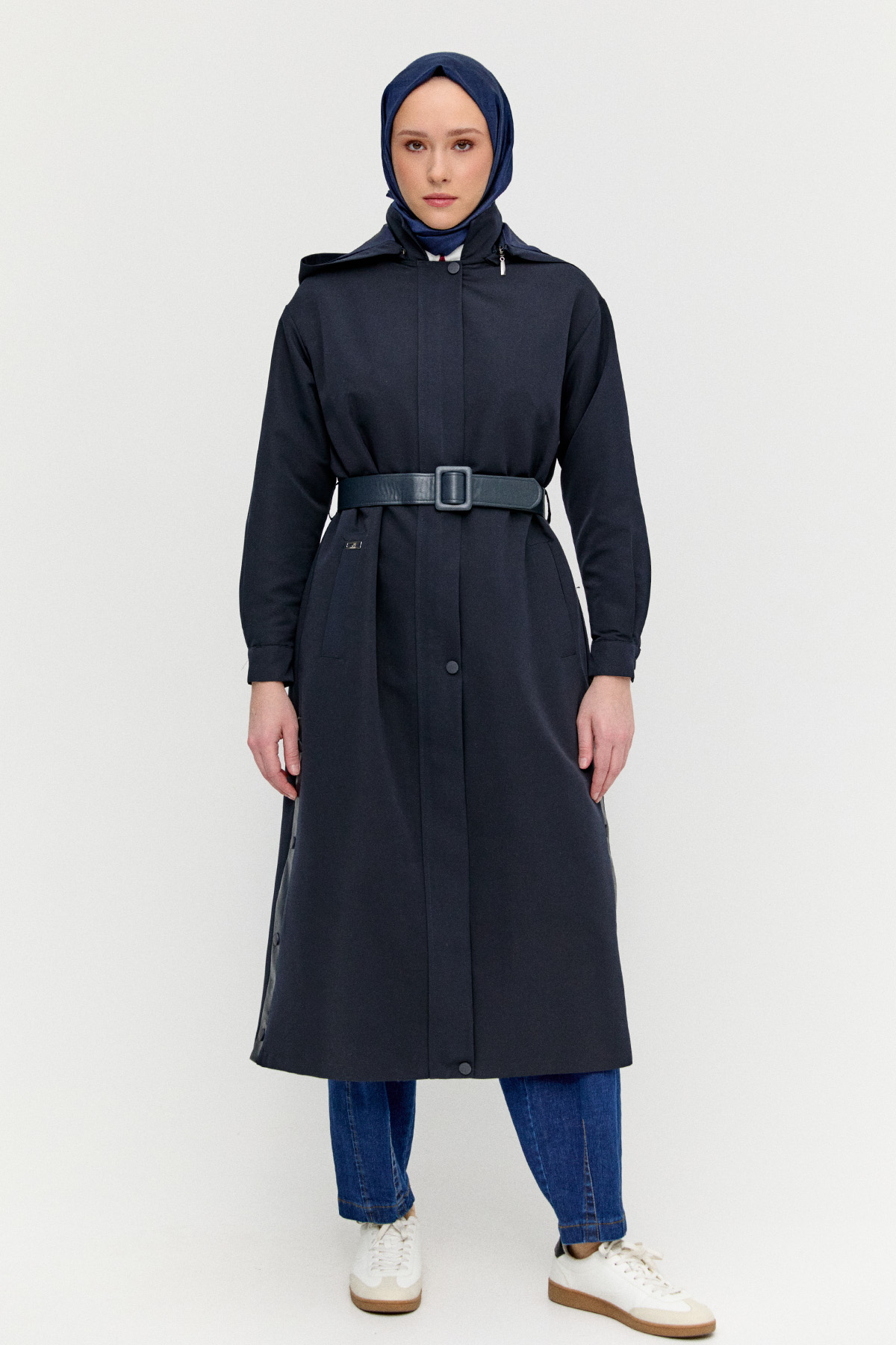 Fermuarlı Kemerli Kap, Tesettür Giyim