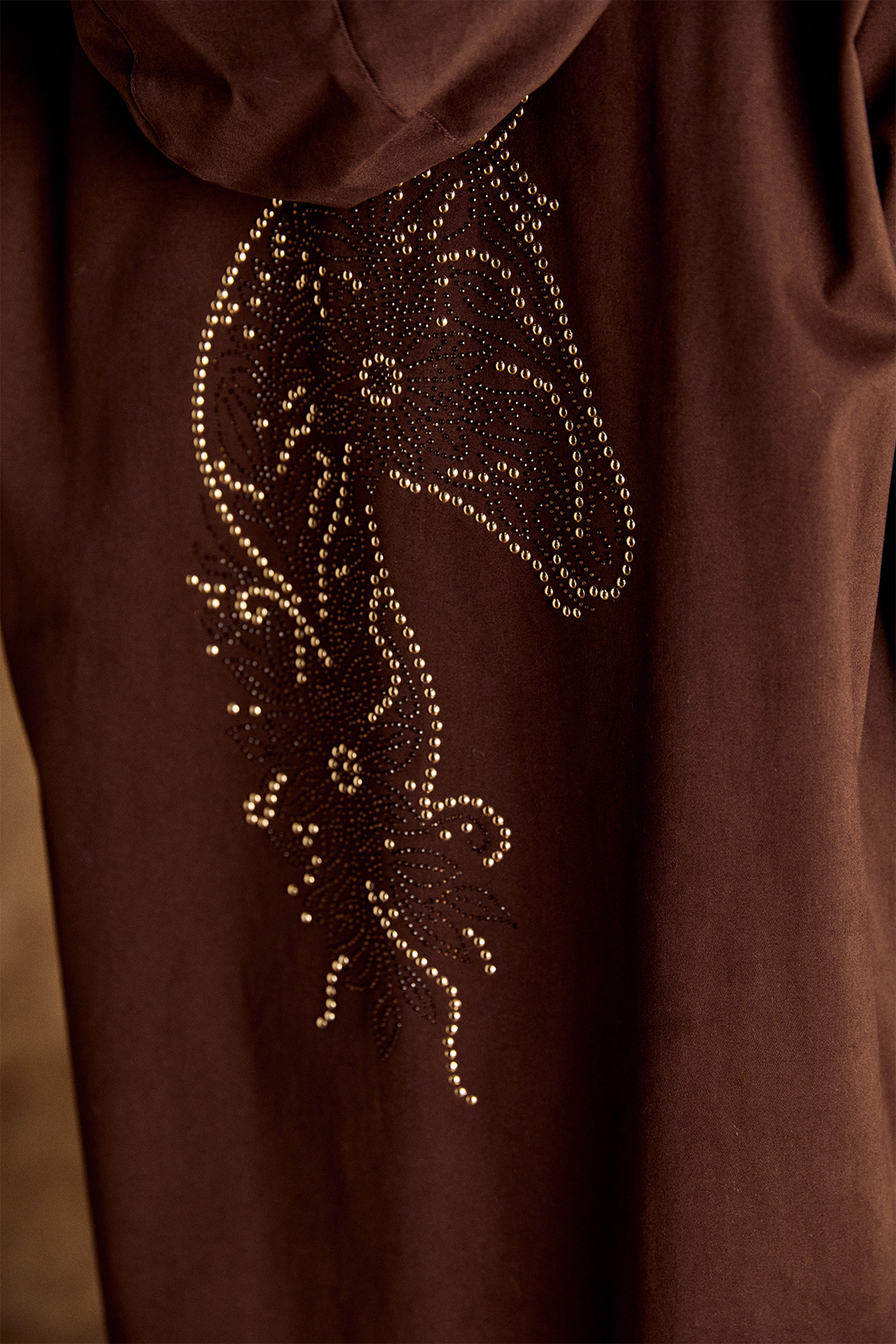 Taş Detaylı Kapüşonlu Pamuk Kap