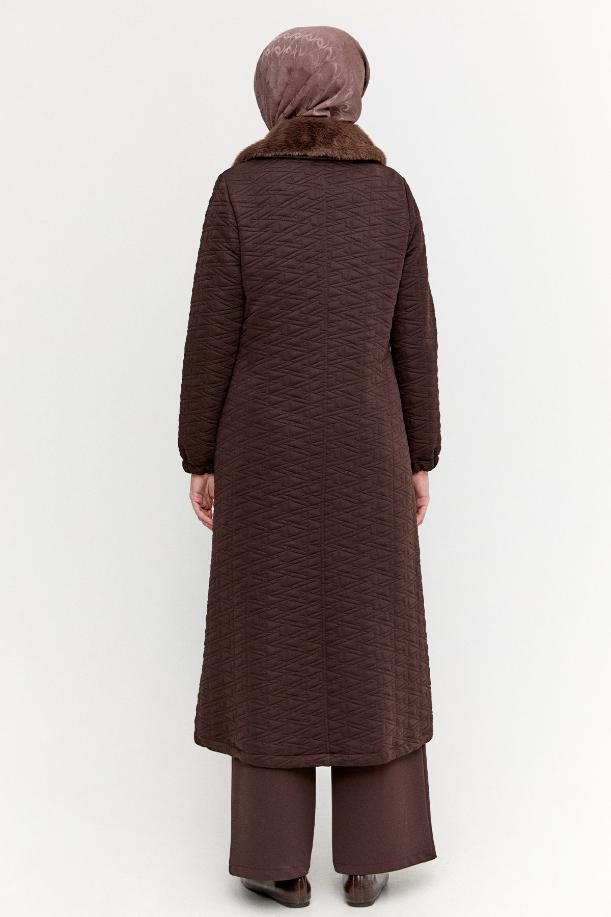 Suni Kürklü Fermuarlı Kap, Tesettür Giyim