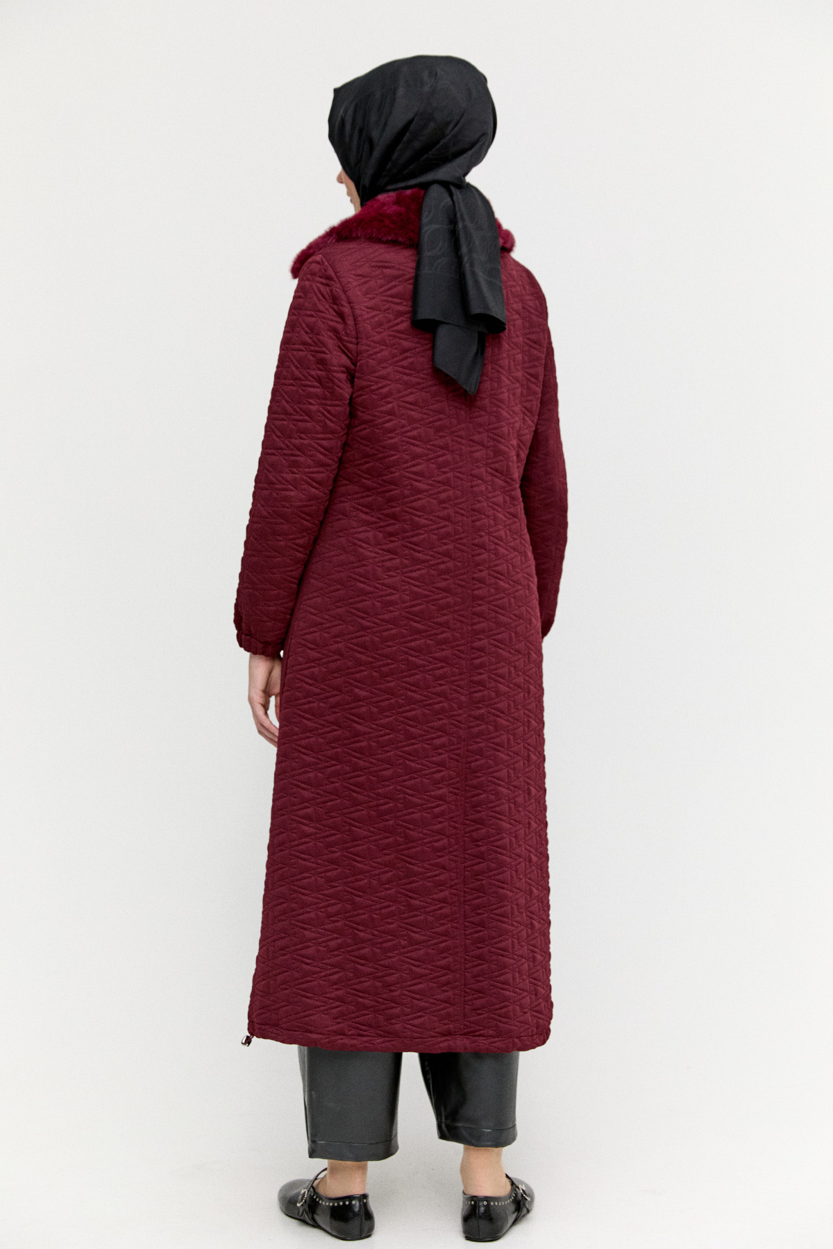 Suni Kürklü Fermuarlı Kap, Tesettür Giyim