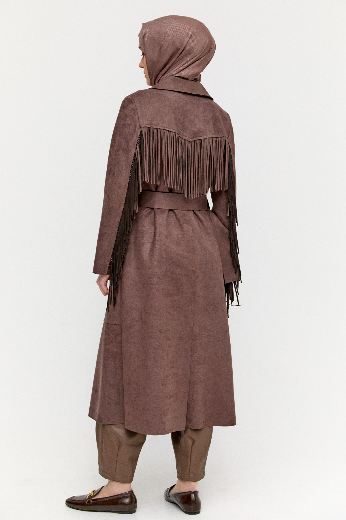 Püskül Detaylı Süet Dokulu Kap, Tesettür Giyim