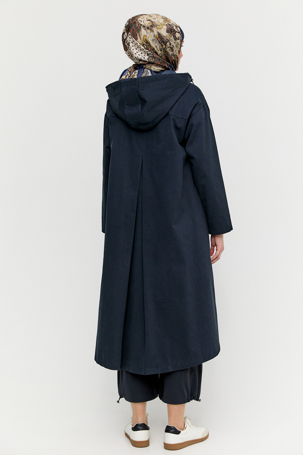 Fermuarlı Kapüşonlu Uzun Kap, Tesettür Giyim