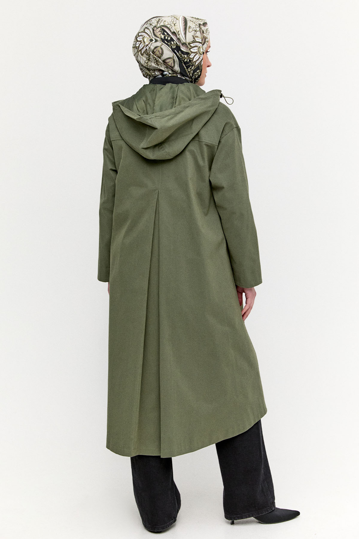 Fermuarlı Kapüşonlu Uzun Kap, Tesettür Giyim