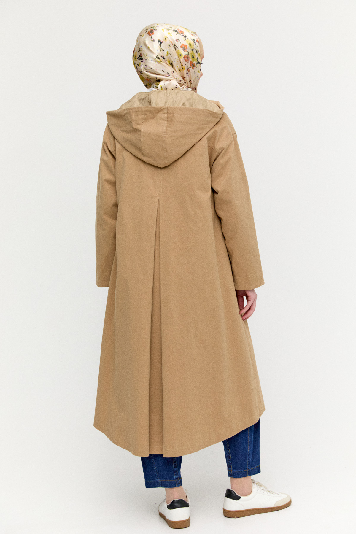 Fermuarlı Kapüşonlu Uzun Kap, Tesettür Giyim