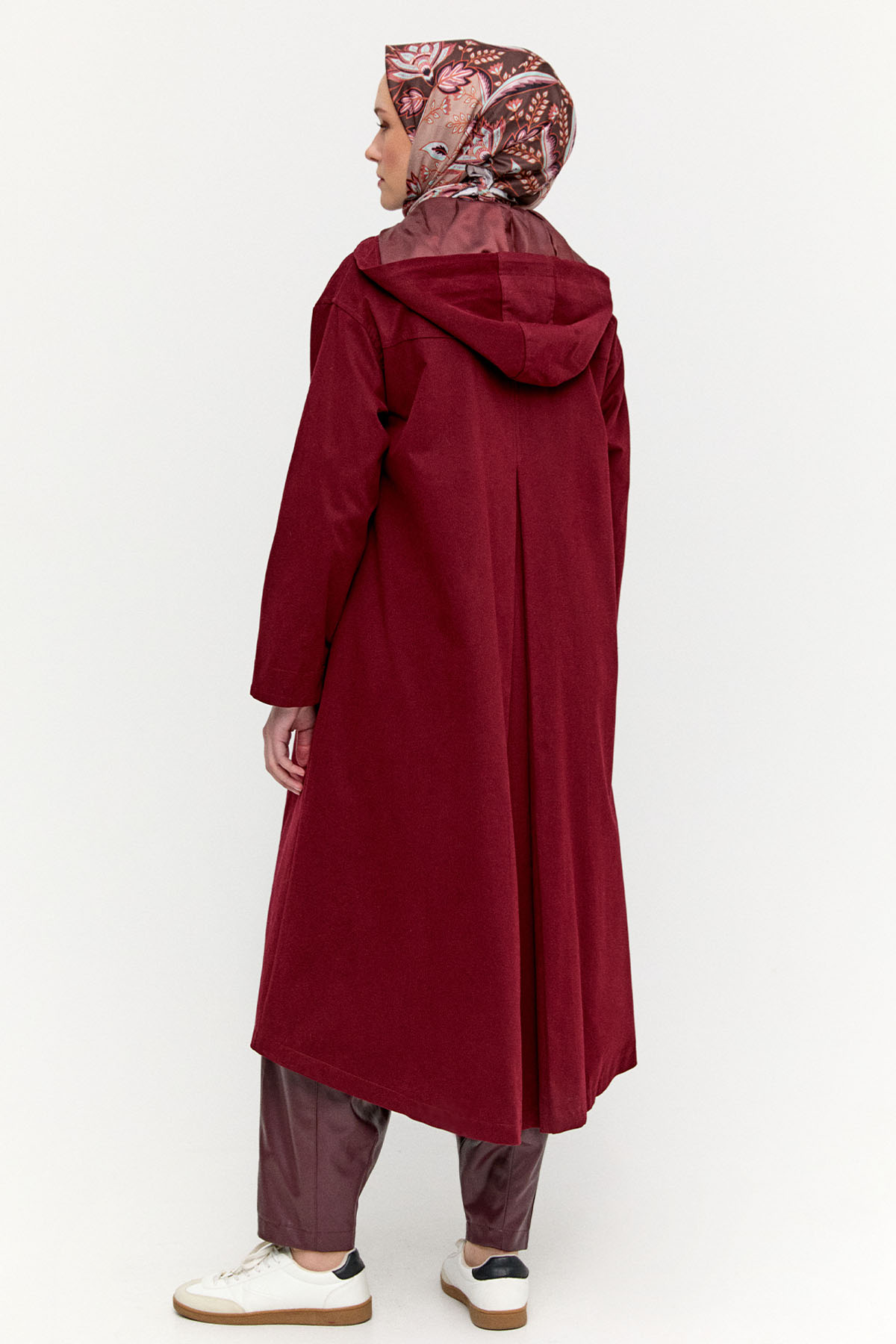 Fermuarlı Kapüşonlu Uzun Kap, Tesettür Giyim