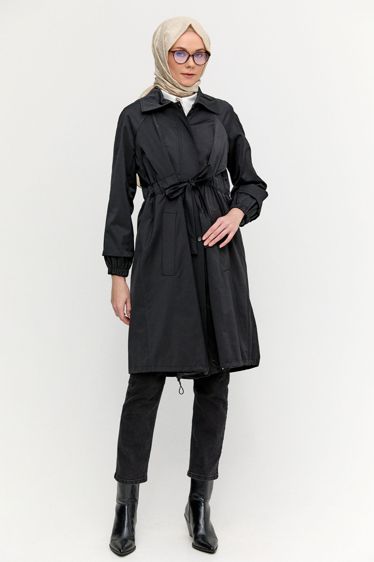 Taş Detaylı Pamuk Kap, Tesettür Giyim