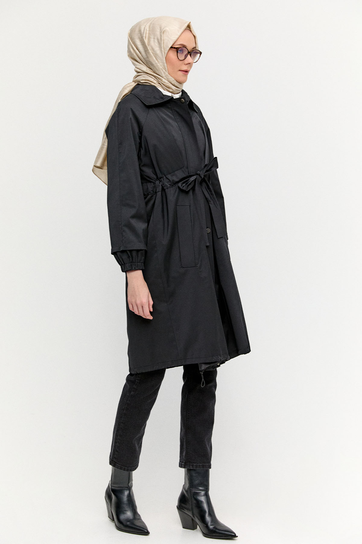 Taş Detaylı Pamuk Kap, Tesettür Giyim