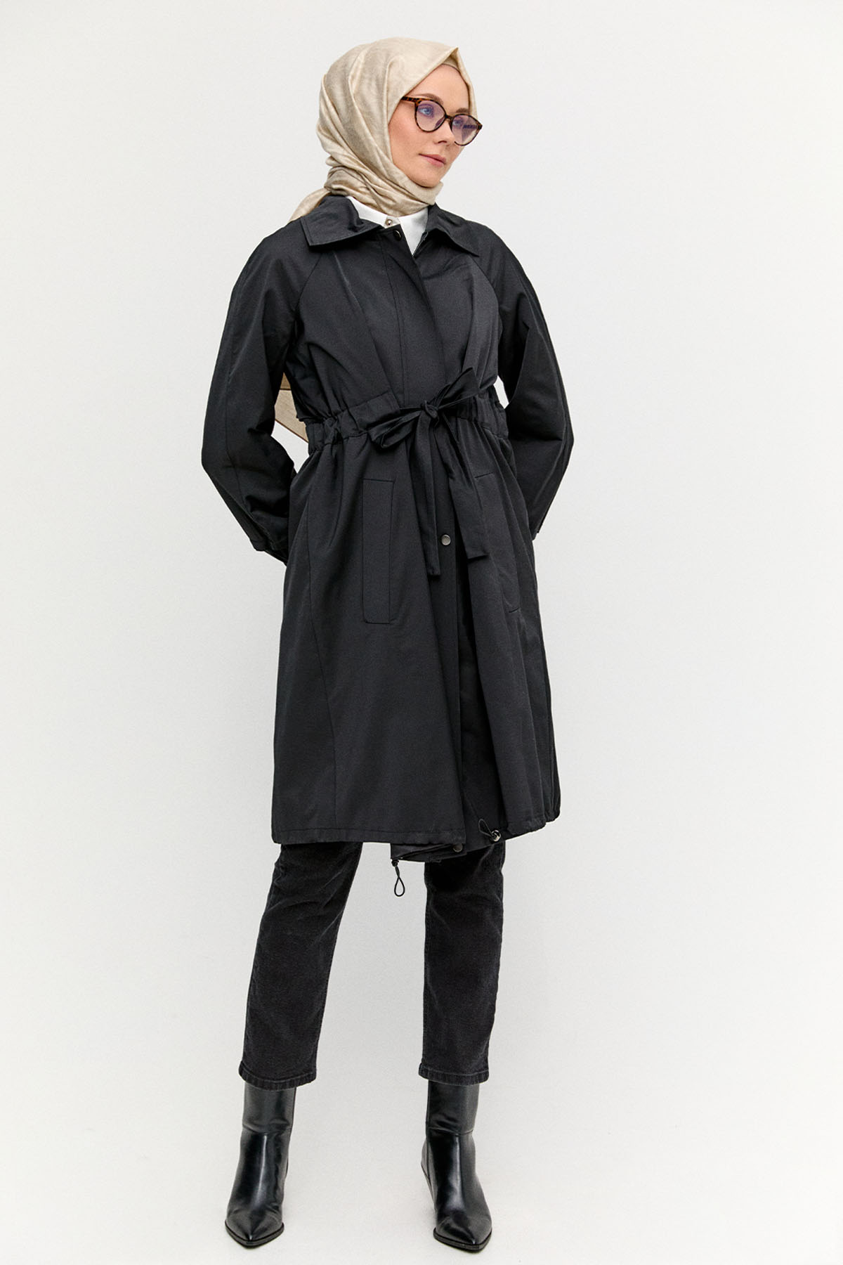 Taş Detaylı Pamuk Kap, Tesettür Giyim