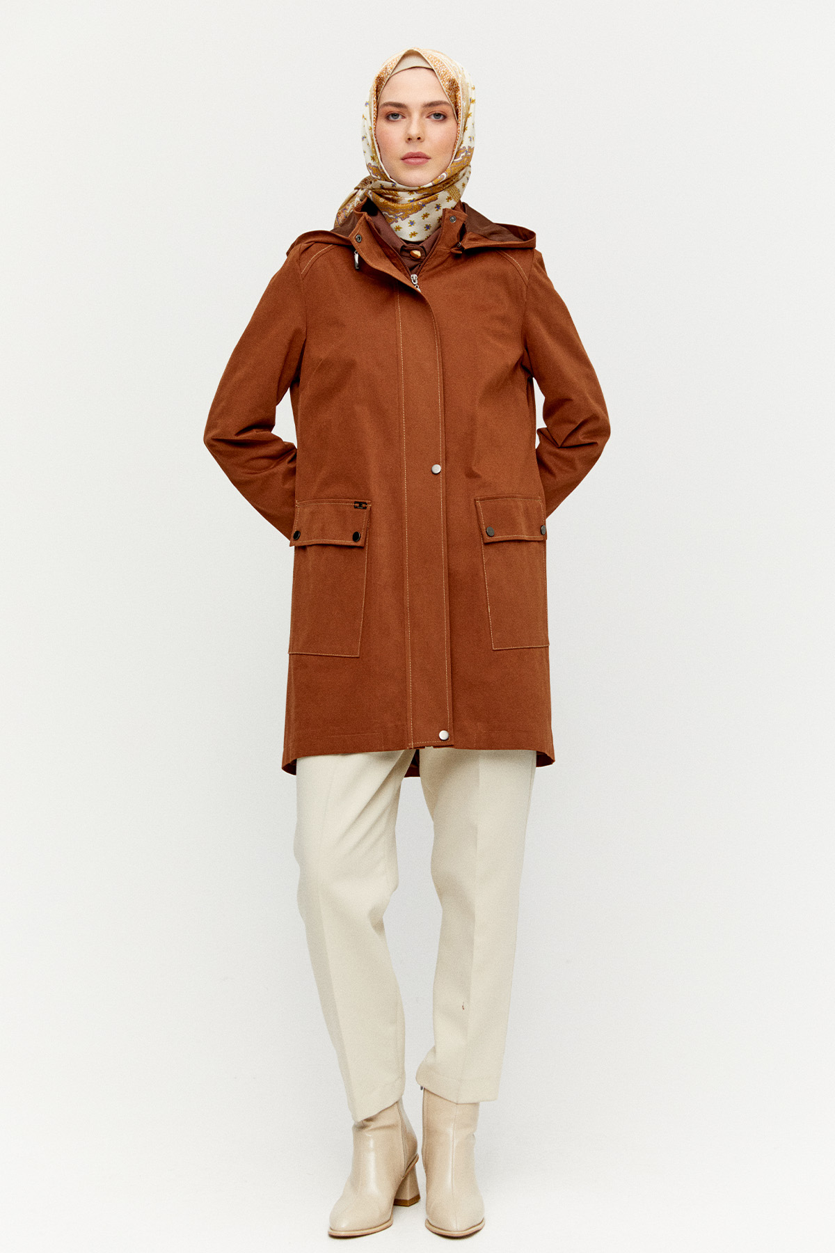 Çıkarılabilir Kapüşonlu Pamuklu Kap