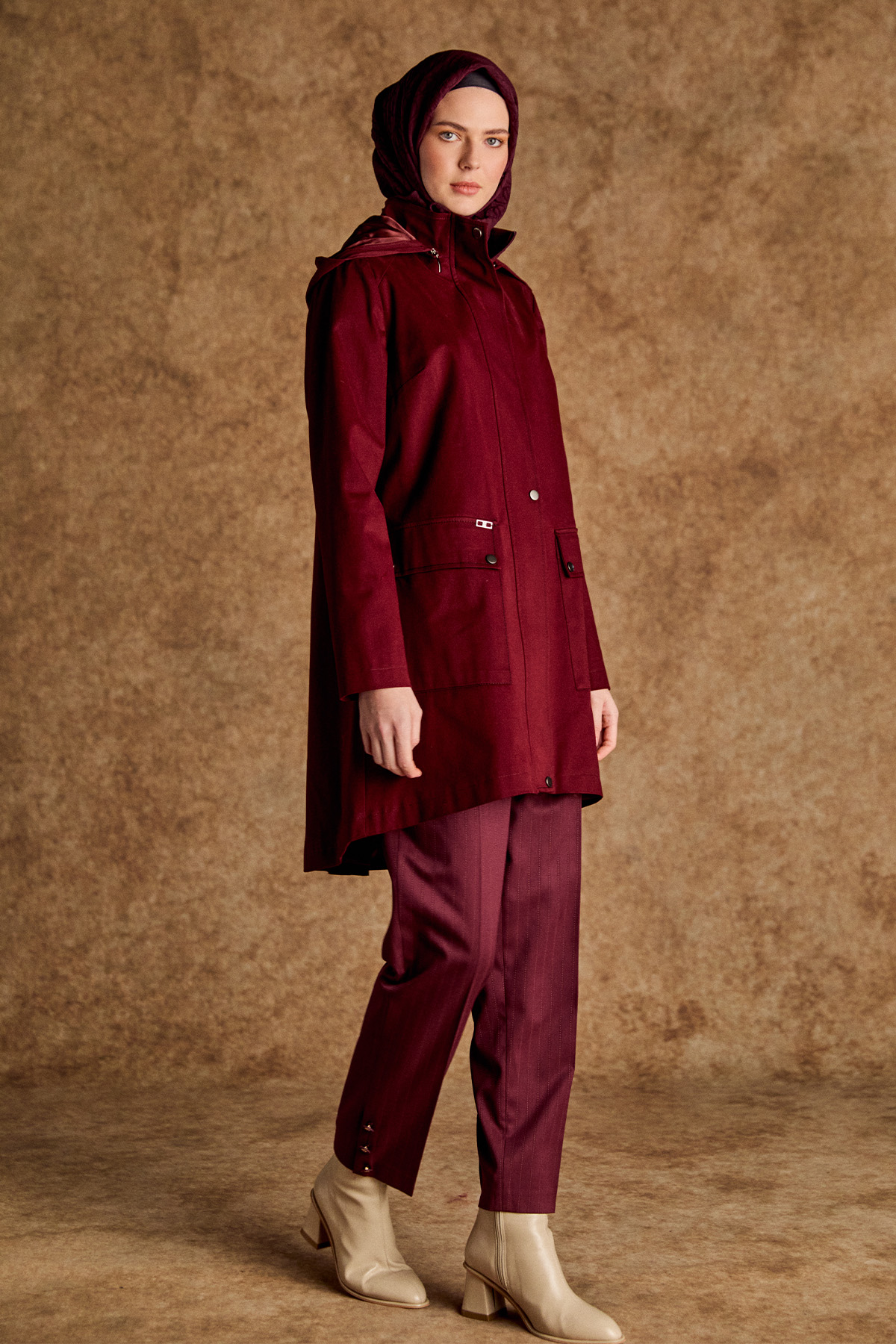 Çıkarılabilir Kapüşonlu Pamuklu Kap