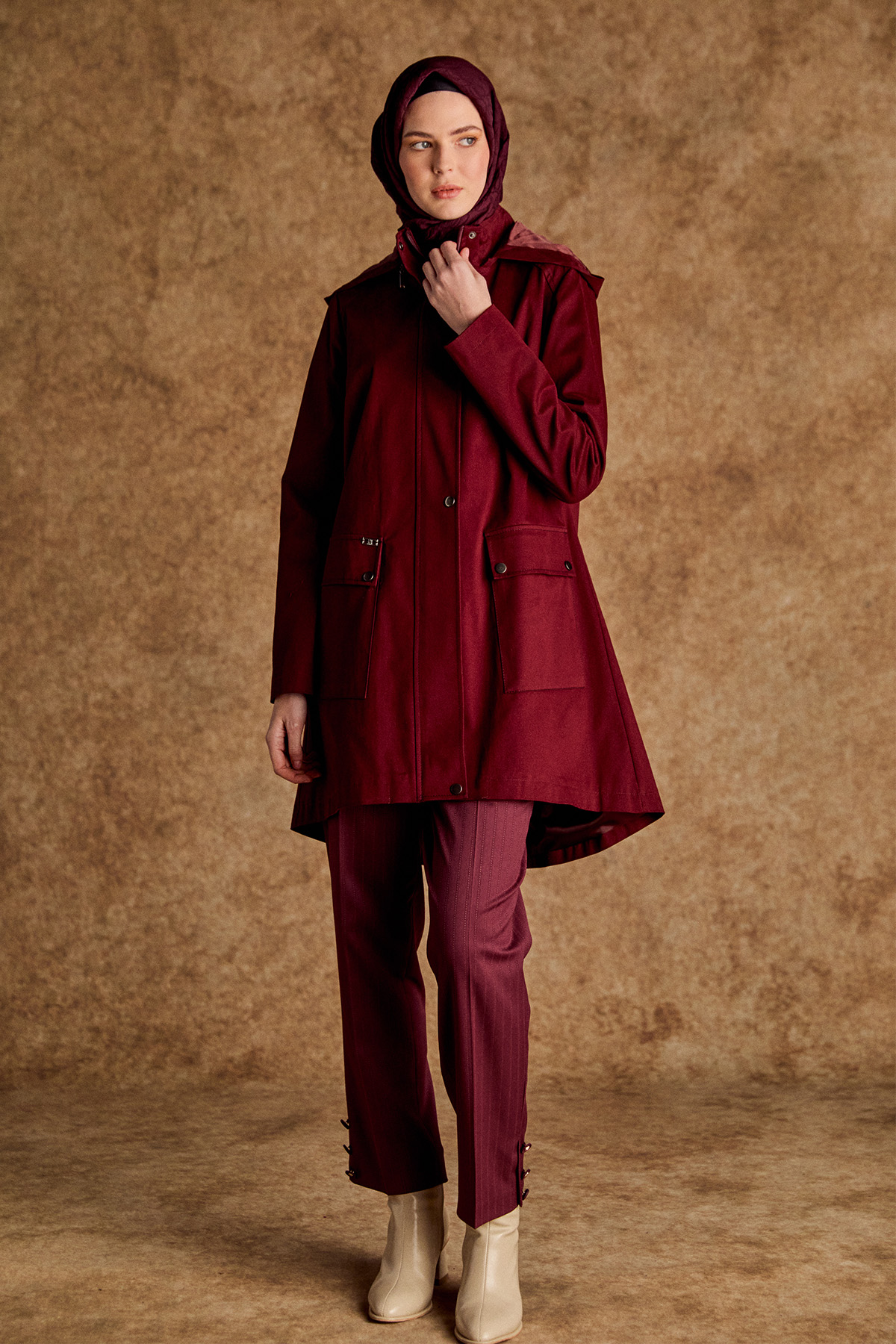 Çıkarılabilir Kapüşonlu Pamuklu Kap