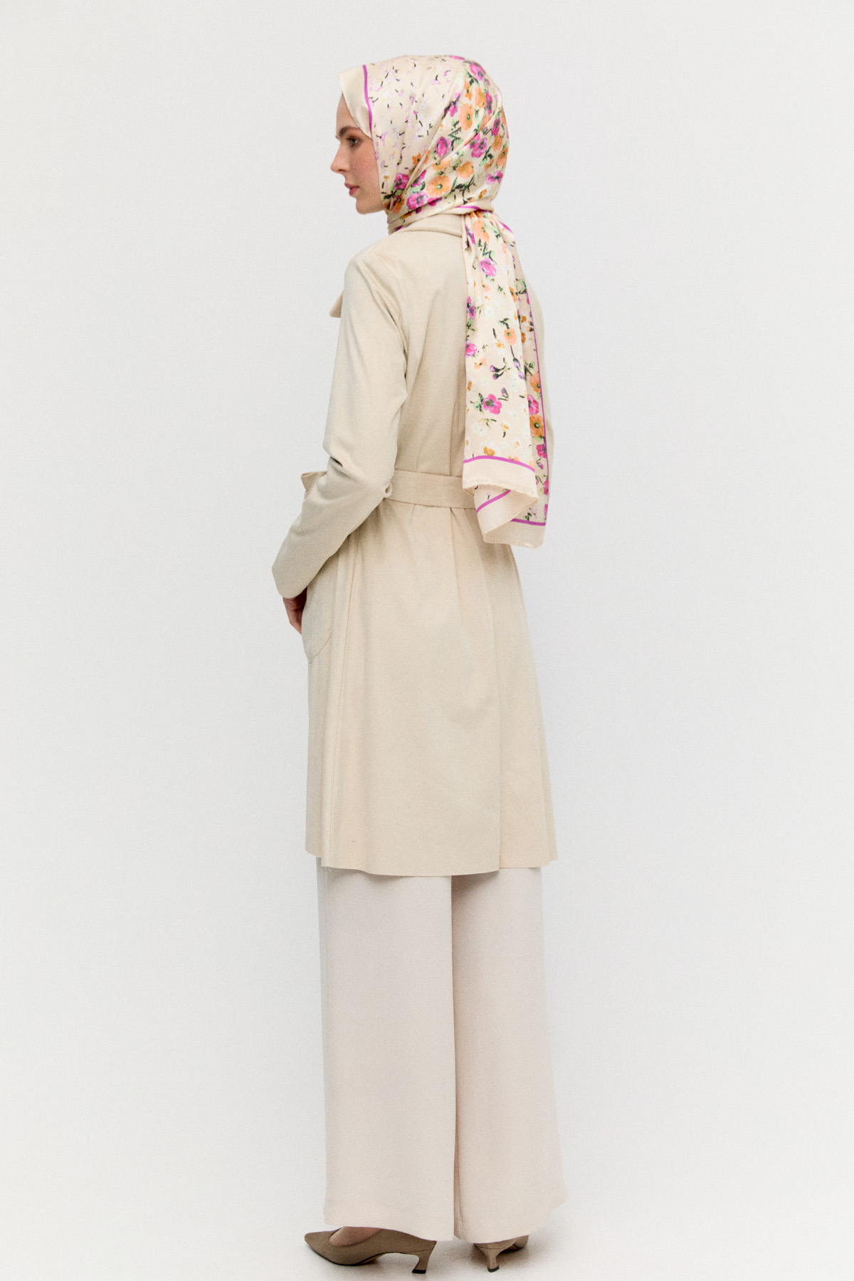 Ceket Yakalı Süet Görünümlü Kap, Tesettür Giyim