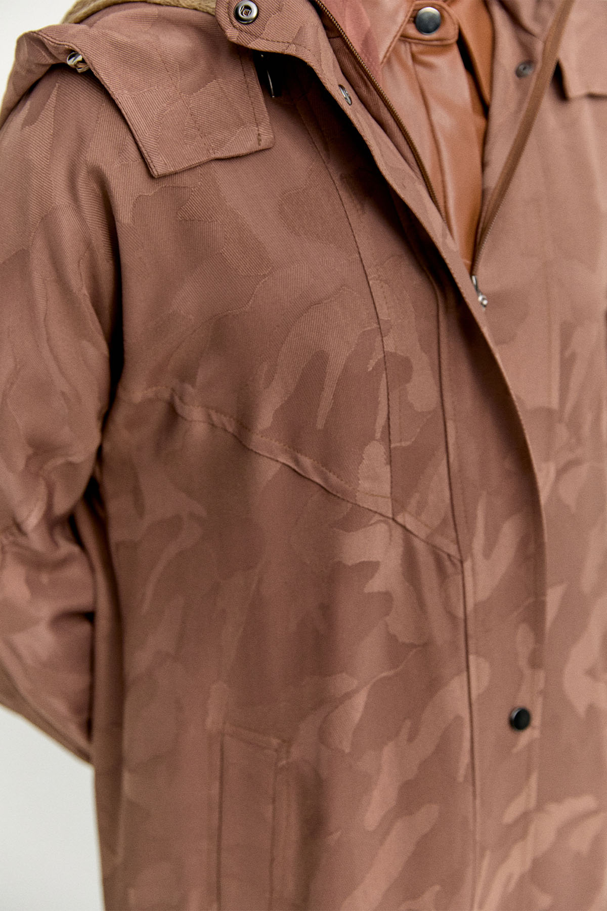 Kapüşonlu Jakarlı Peluş Astarlı Kap, Tesettür Giyim