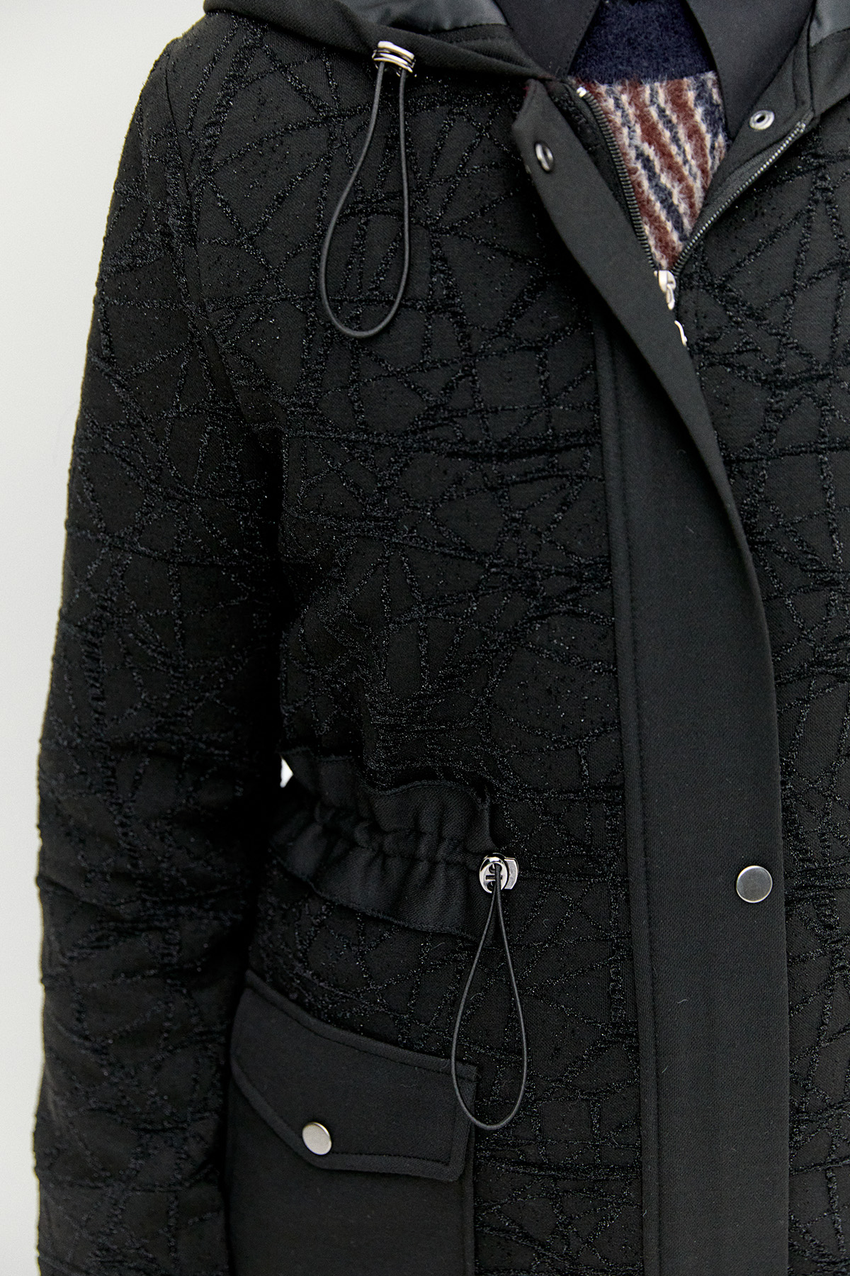 Kapüşonlu Stoperli Dokulu Kap, Tesettür Giyim