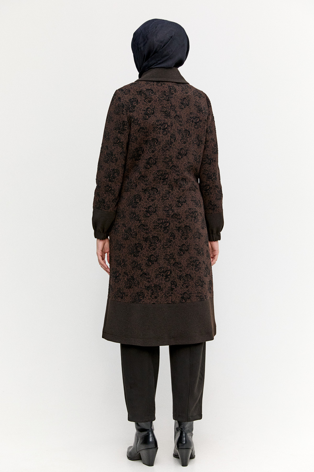 Dokulu Fermuarlı Örme Kap, Tesettür Giyim