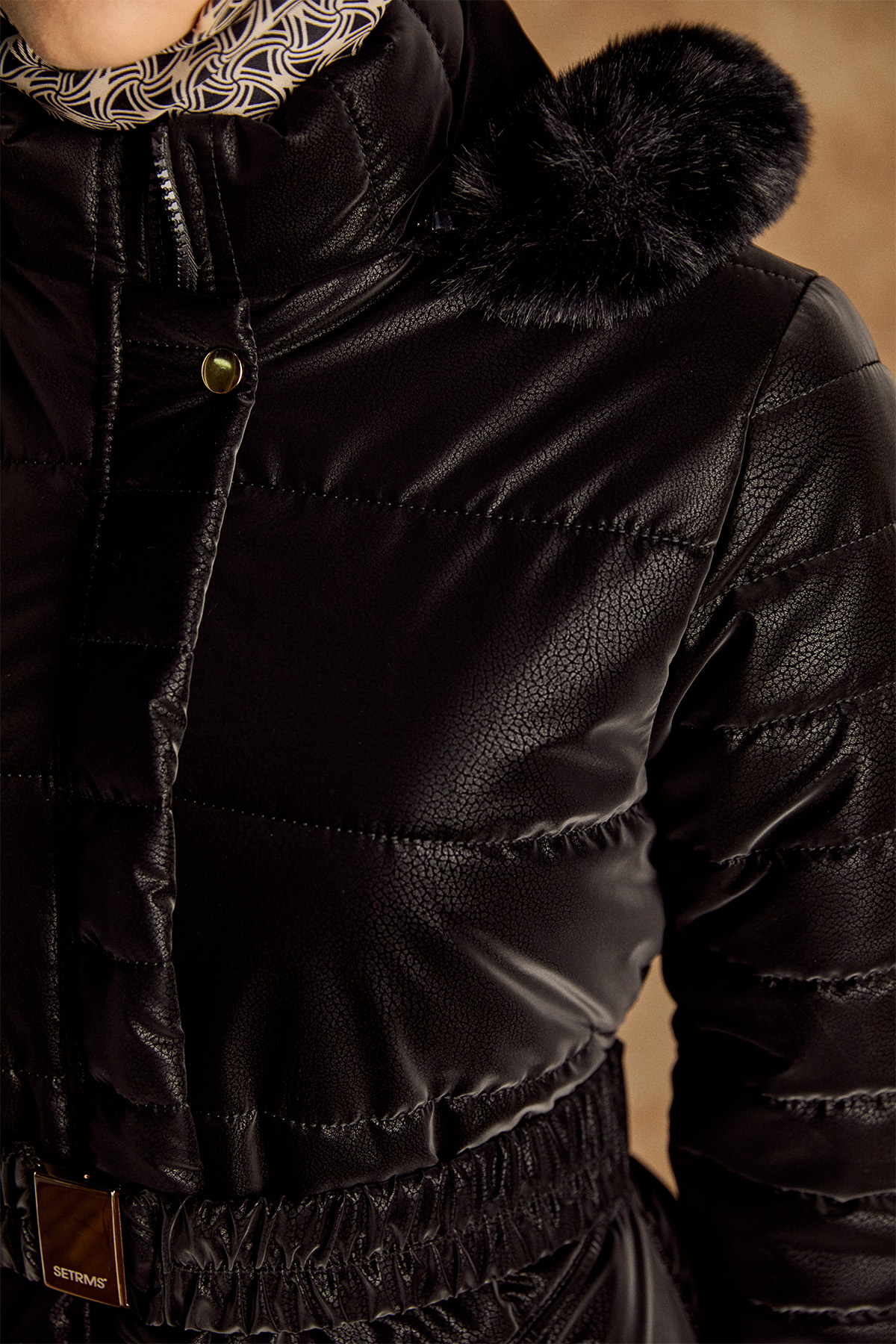 Suni Kürk Kapüşonlu Kapitone Kaban