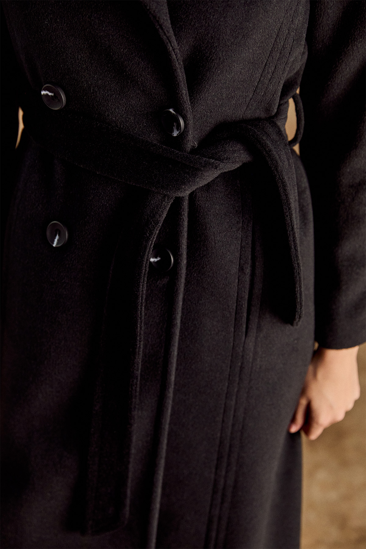 Kuşaklı Kruvaze Kaşe Kaban