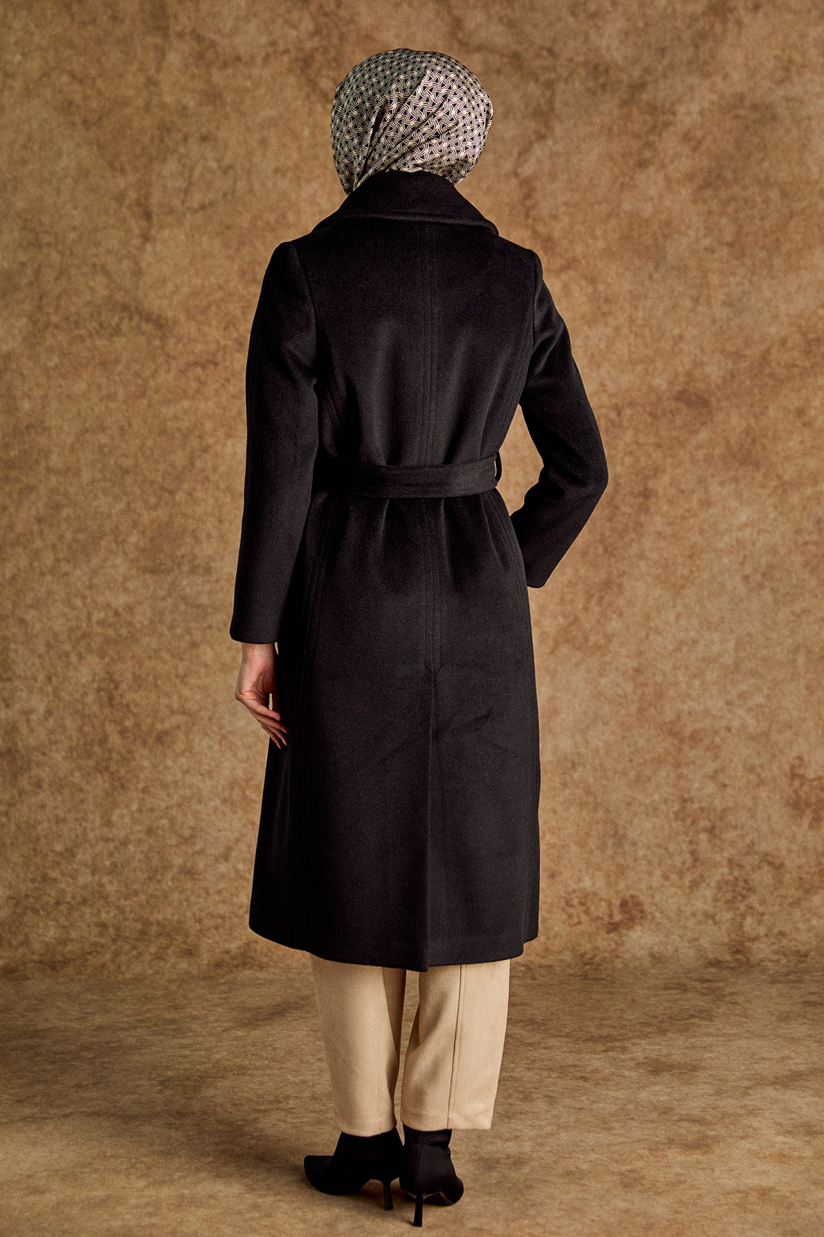 Kuşaklı Kruvaze Kaşe Kaban