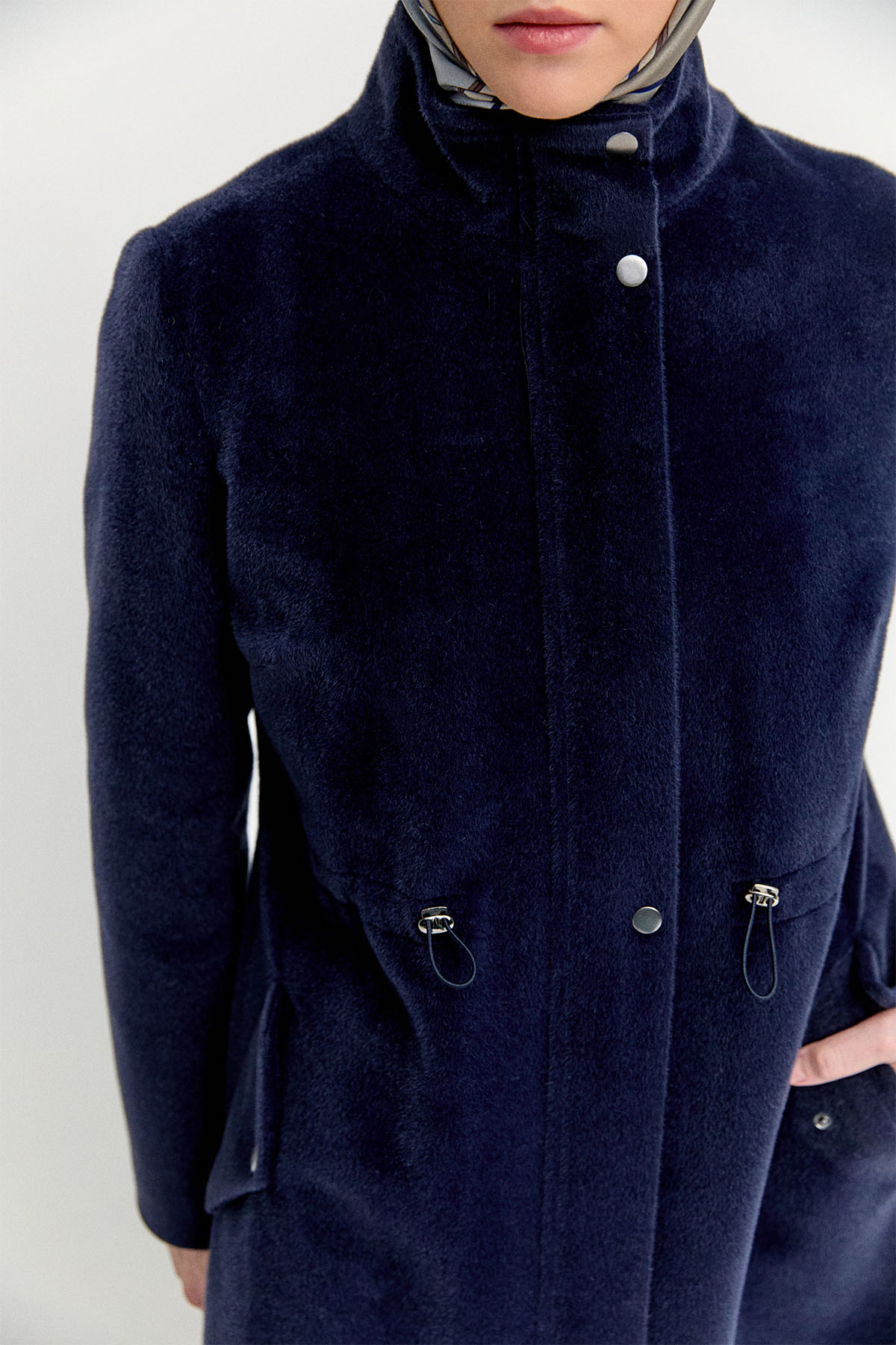 Stoperli Fermuarlı Kaşe Kaban, Tesettür Giyim