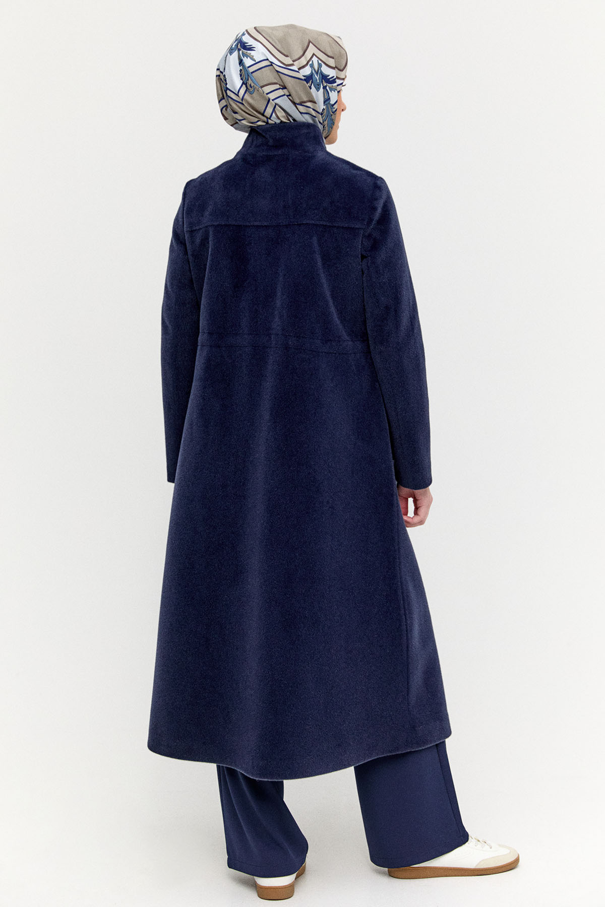 Stoperli Fermuarlı Kaşe Kaban, Tesettür Giyim