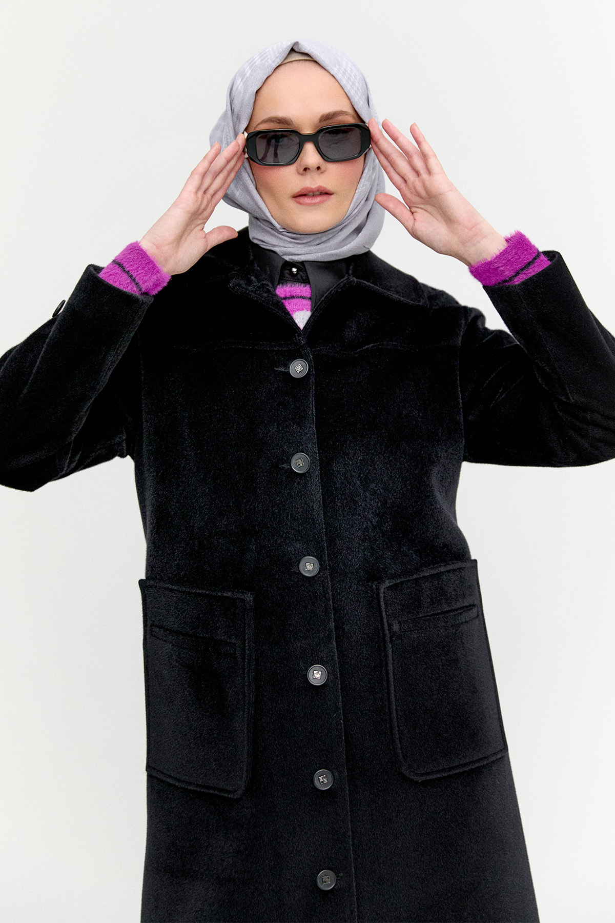 Kaşe Bebe Yaka Kaban, Tesettür Giyim