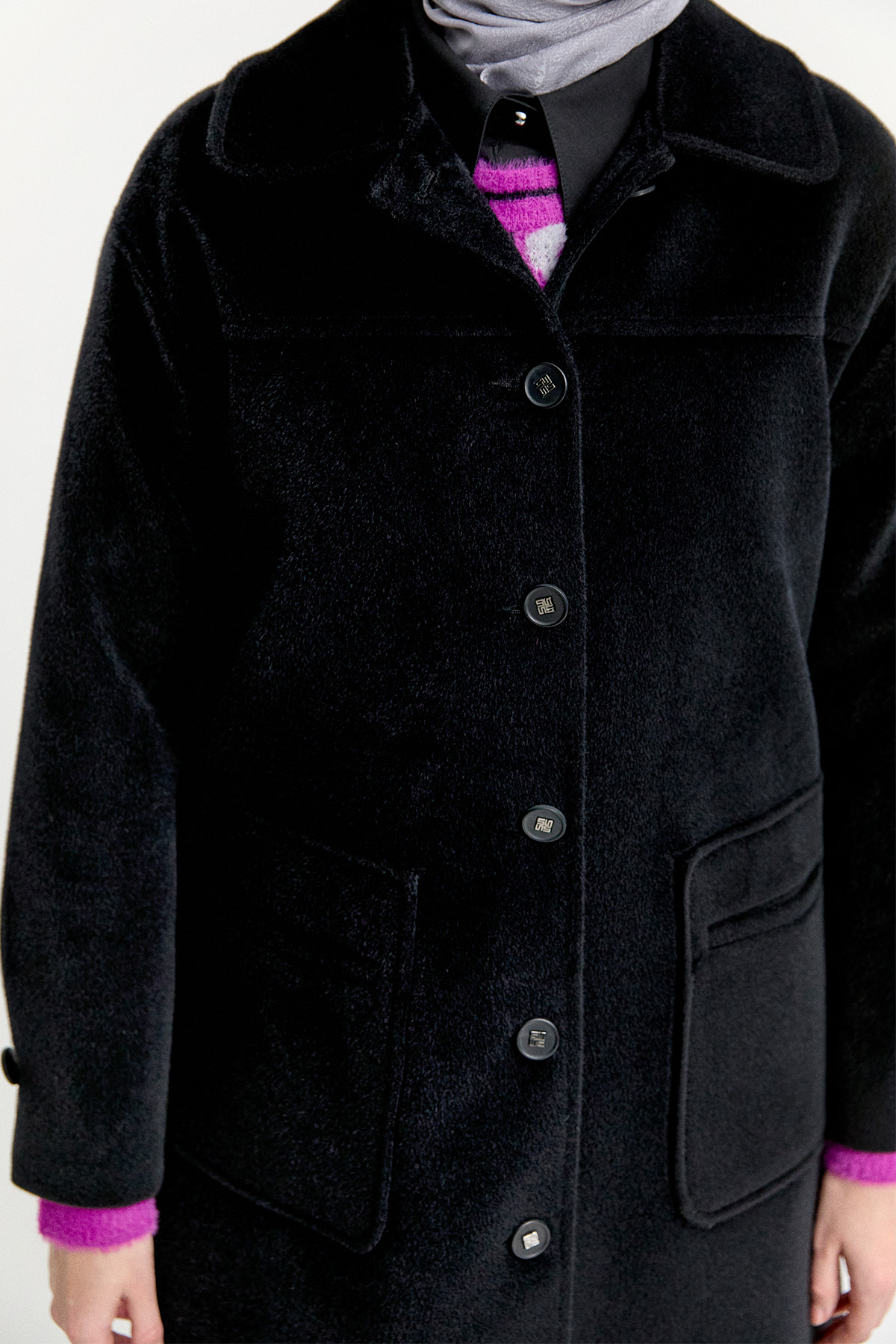 Kaşe Bebe Yaka Kaban, Tesettür Giyim