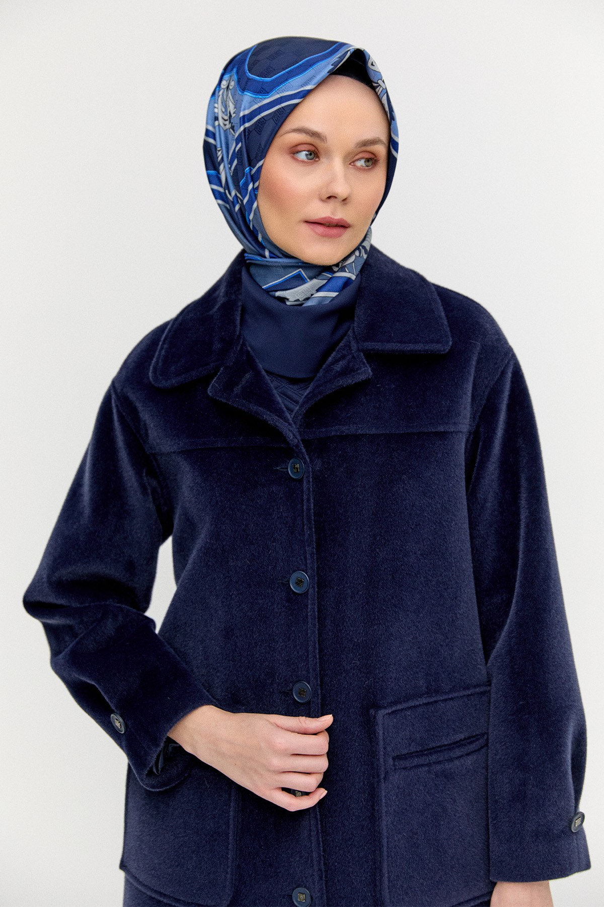 Kaşe Bebe Yaka Kaban, Tesettür Giyim