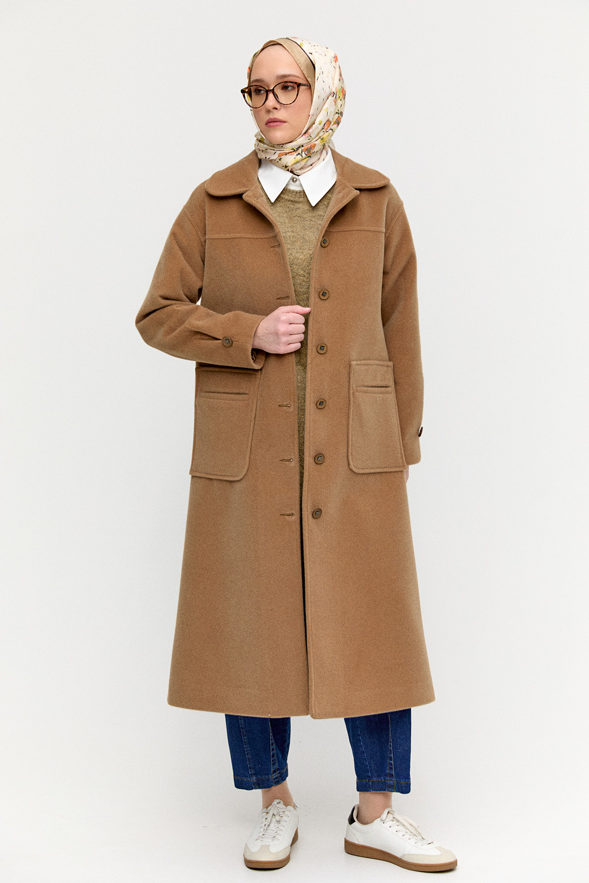 Kaşe Bebe Yaka Kaban, Tesettür Giyim