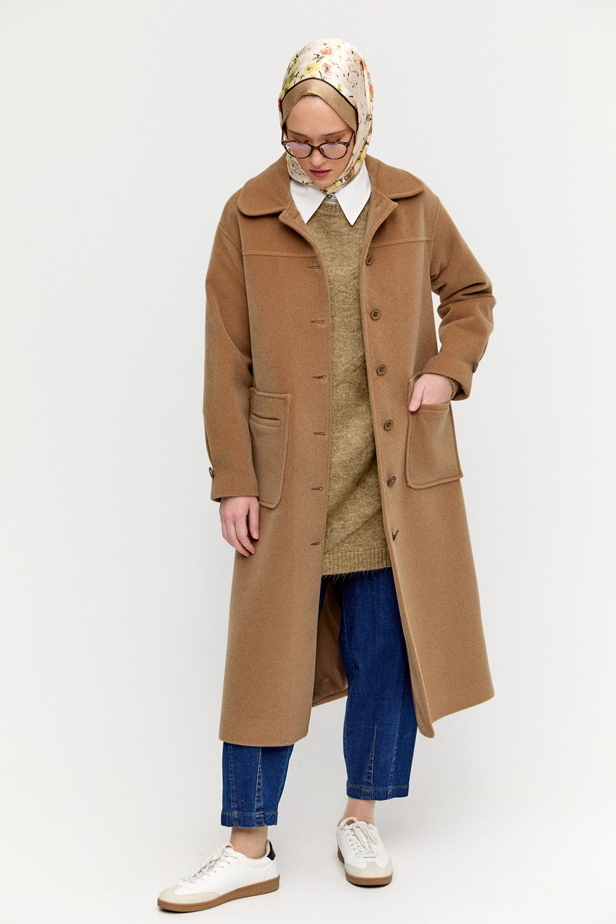 Kaşe Bebe Yaka Kaban, Tesettür Giyim