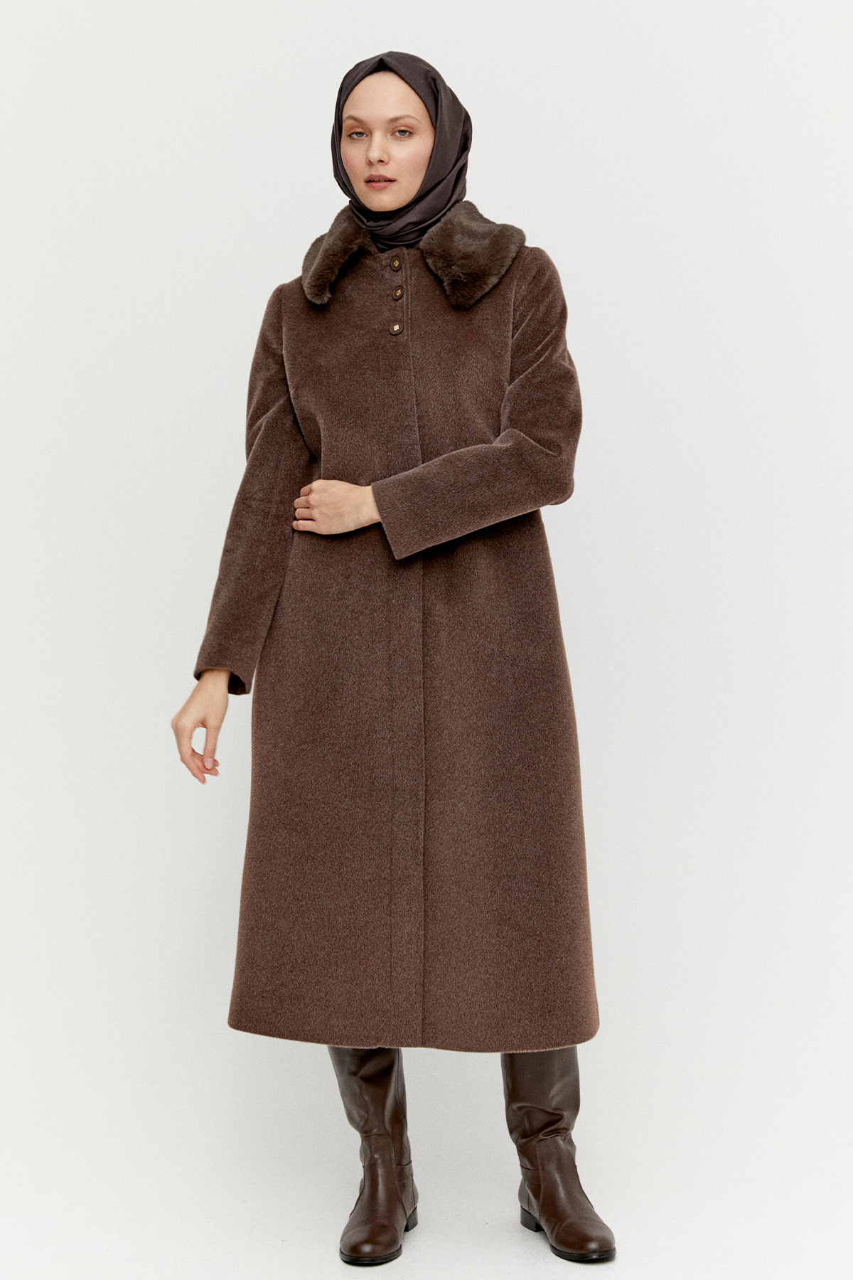 Çıkarılabilir Kürklü Kaşe Kaban