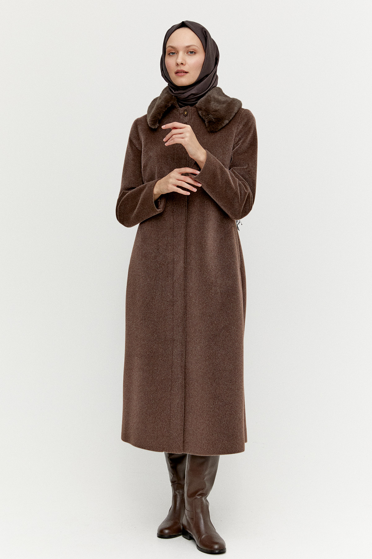 Çıkarılabilir Kürklü Kaşe Kaban