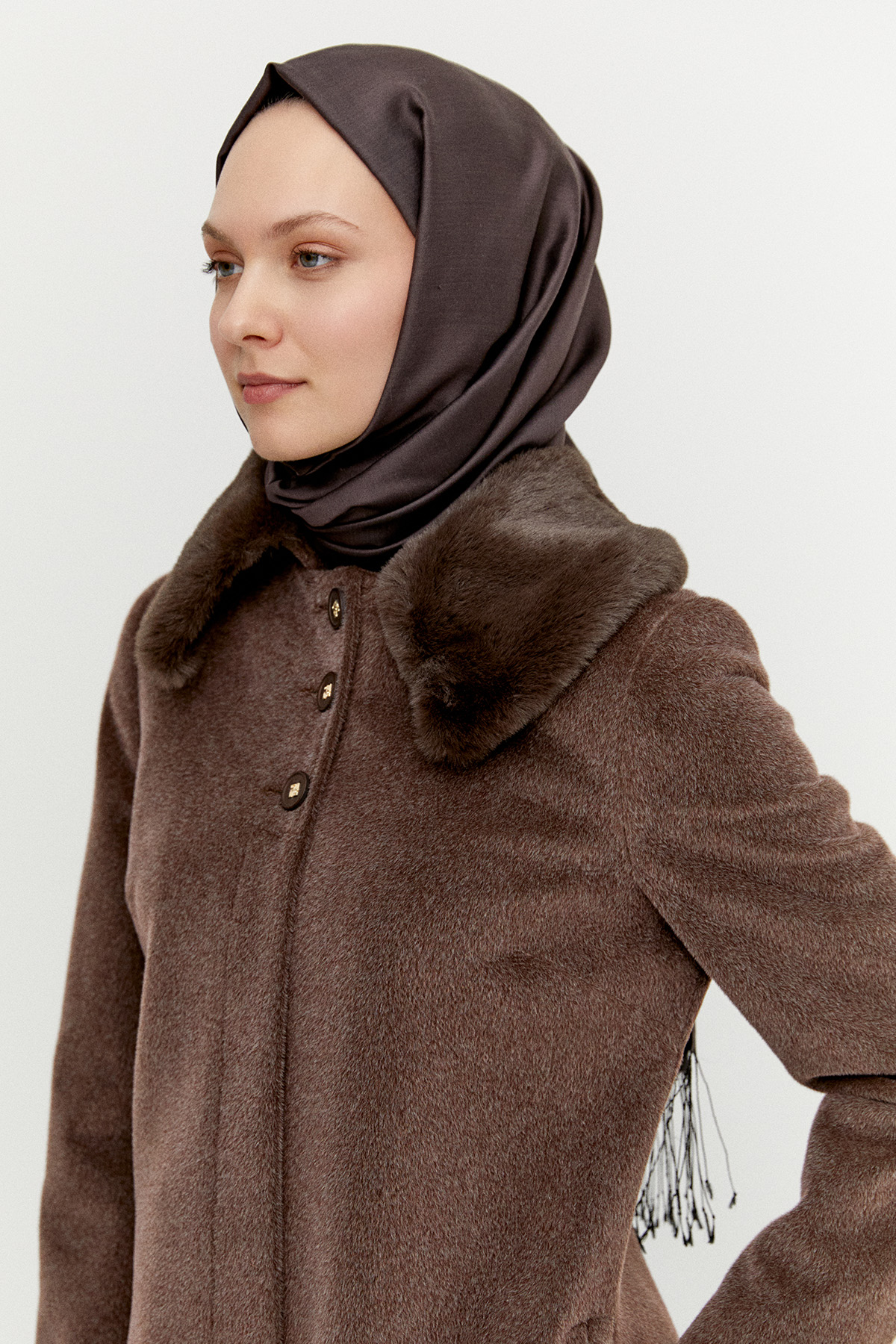 Çıkarılabilir Kürklü Kaşe Kaban