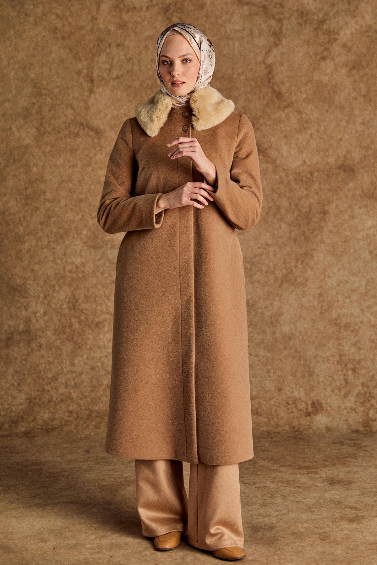 Çıkarılabilir Kürklü Kaşe Kaban