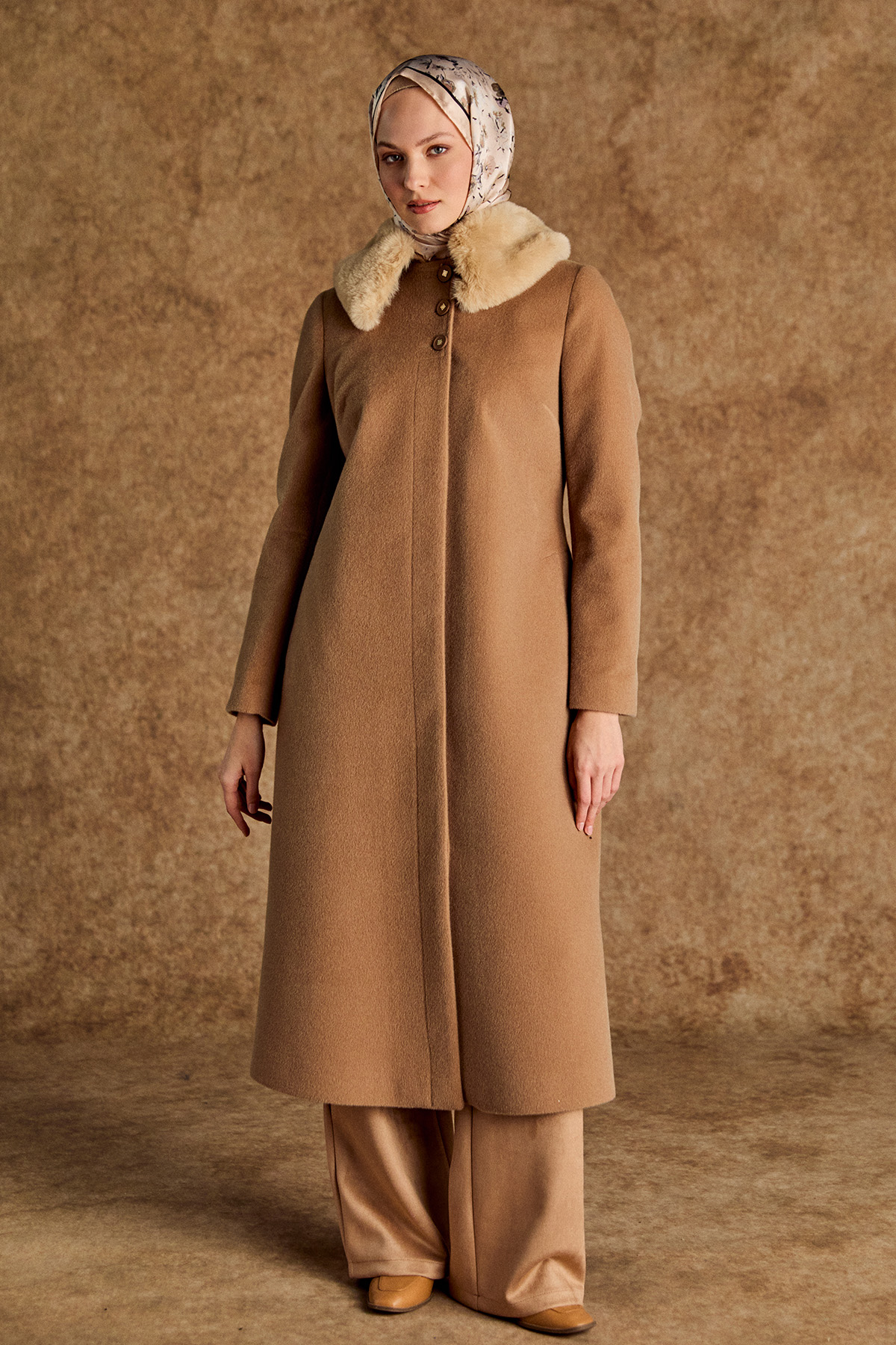 Çıkarılabilir Kürklü Kaşe Kaban