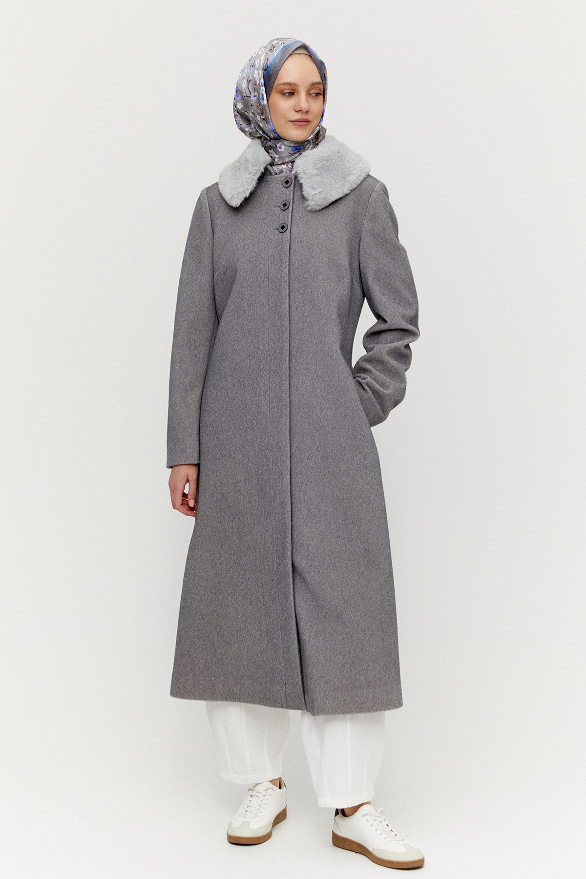 Çıkarılabilir Kürklü Kaşe Kaban