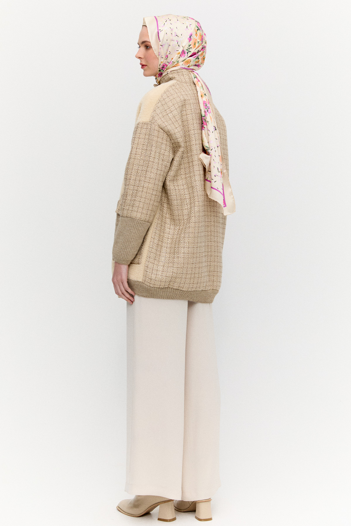 Yüksek Yakalı Oversize Kaban, Tesettür Giyim