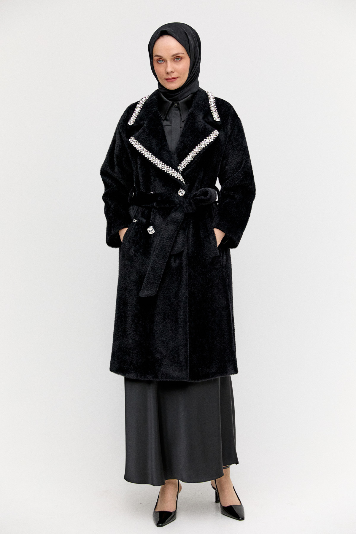Taş Detaylı Angora Kaban, Tesettür Giyim