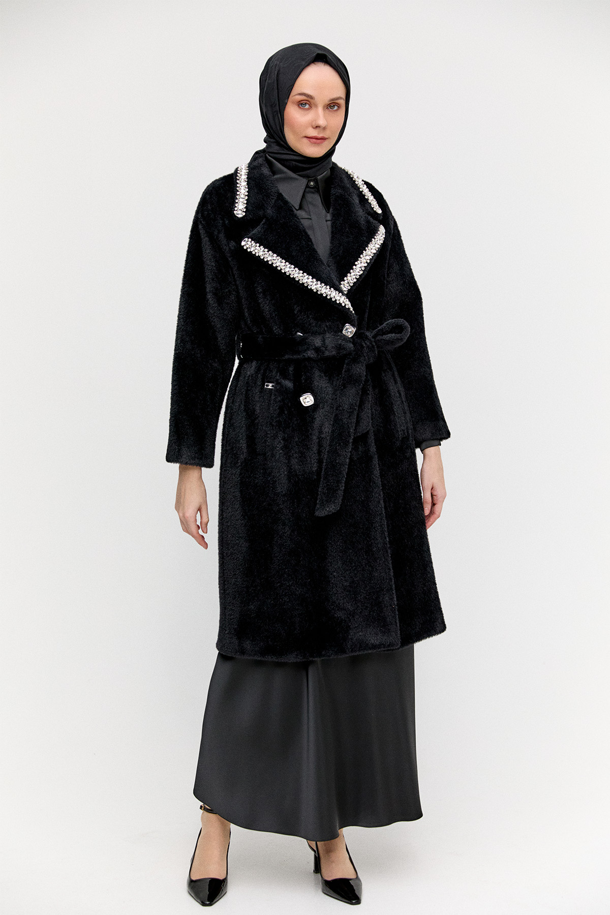 Taş Detaylı Angora Kaban, Tesettür Giyim