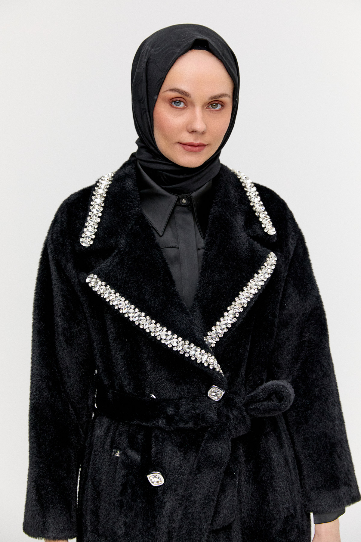 Taş Detaylı Angora Kaban, Tesettür Giyim